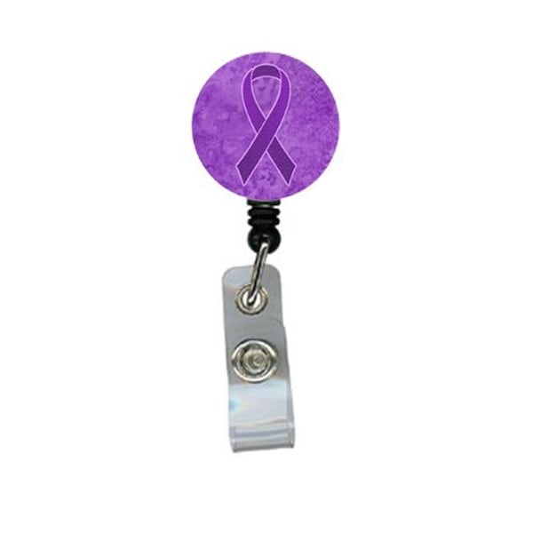 Teacher'S Aid Purple Ribbon for Pancreatic and Leiomyosarcoma Cancer Awareness Retractable Badge Reel TE55431 - main